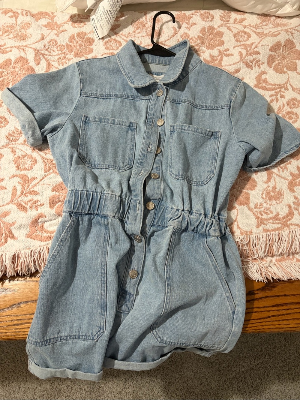 Forever 21 Light Blue Denim Button-Front Romper Dress